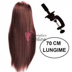 Cap de practica din par sintetic Castaniu Mediu + Suport, lungime par 70 cm - 2814L